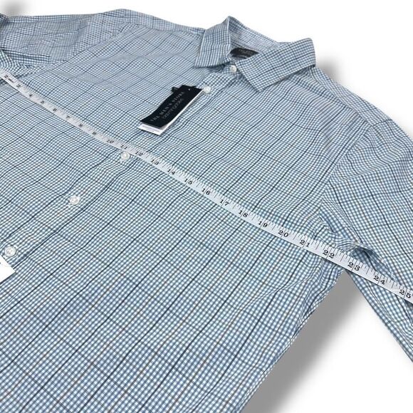 NWT Bloomingdales Button Down Shirt Mens Size Large L Slim Fit Stretch Blue - Picture 7 of 9